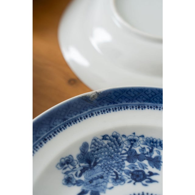 Chinese Mid 19th Century Chinese Blue + White 10" Fitzhugh Plates - Set of 4 (C. 1820-1850) For Sale - Image 3 of 7