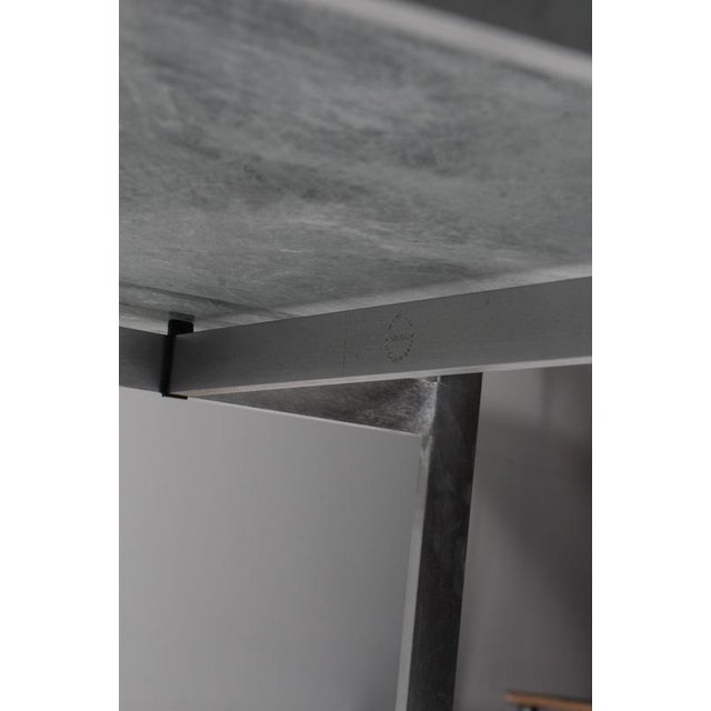 Silver Coffee Table in Steel and Green Marble attributed to Poul Kjærholm for Fritz Hansen, 1970s For Sale - Image 8 of 9