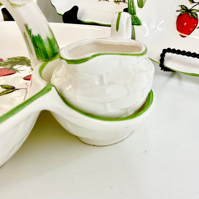 1950s Vintage English Chippendale Strawberry Serving Dishes - 7 Pieces Feature Set For Sale - Image 4 of 10