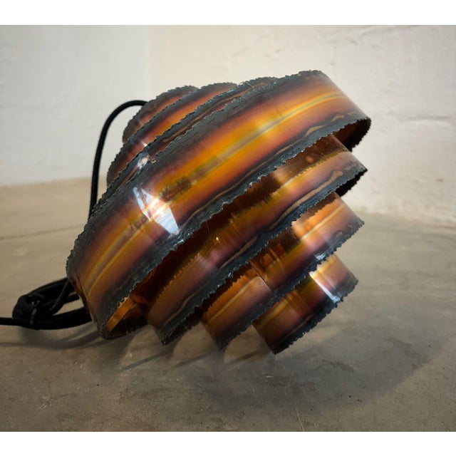 Mid-Century Modern Holm-Sørensen & Pedersen Flamecut Copper Pendant Lamp Designed by Svend Aage Holm Sørensen For Sale - Image 3 of 4