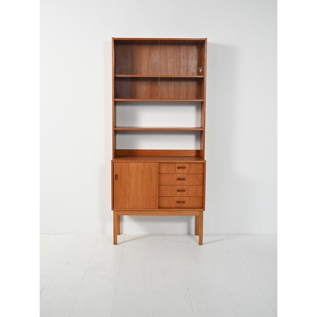 Scandinavian Teak Bookcase with Display Cabinet, 1950s For Sale - Image 9 of 9