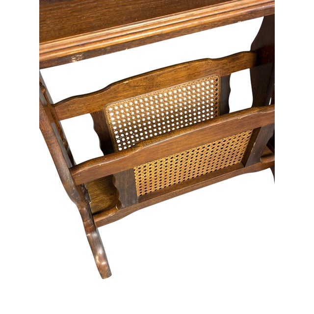 Vintage Wooden Magazine Rack Side Table, 1950 For Sale - Image 9 of 12