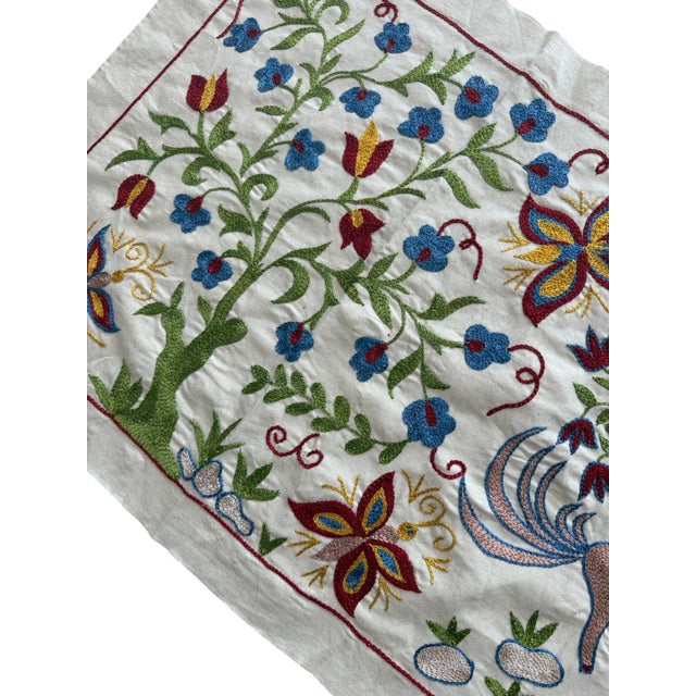 Winged Horse Suzani Wall Hanging, Sun Face For Sale - Image 4 of 5