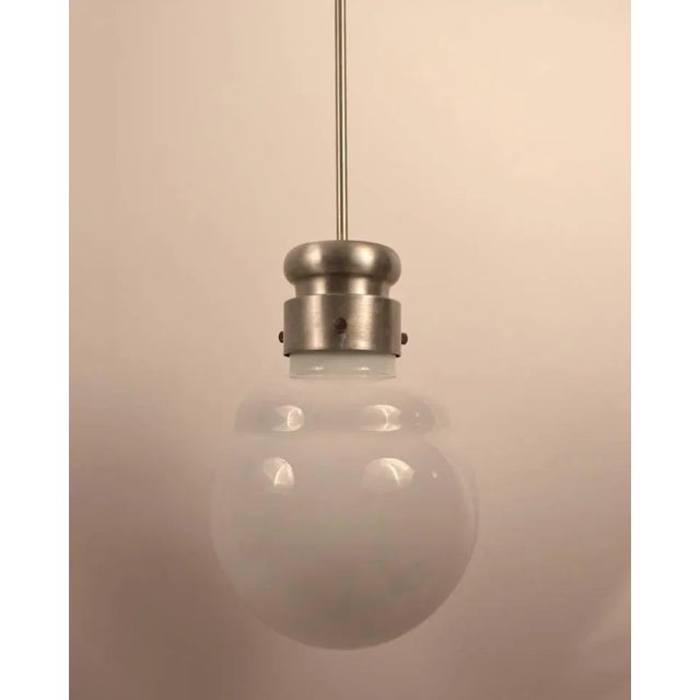 Nessen Studios Hanging Glass Globe on Spun Steel Stem For Sale - Image 4 of 8