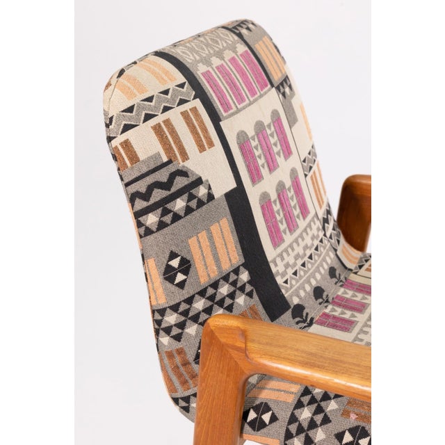 Set of 4 Mid Century Benny Linden Teak Barstools With Geometric Upholstery 1990s For Sale - Image 9 of 9