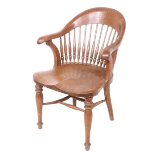 Stylish Turn of the Century Oak Office Chair For Sale