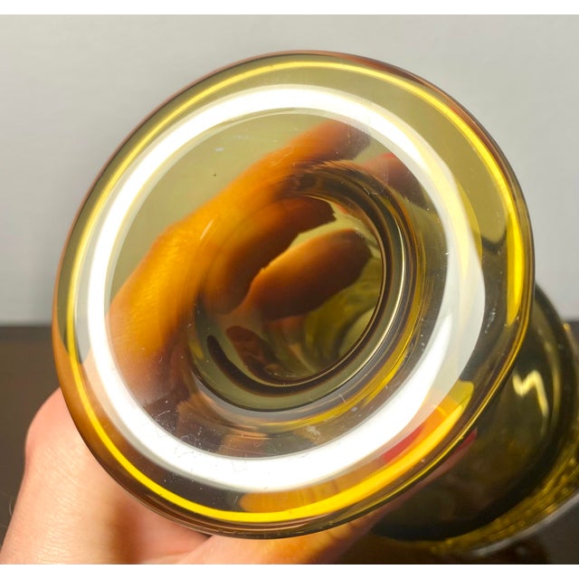 Olive-Topaze Glass Vase by Bengt Edenfalk for Skruf, 1960s For Sale - Image 13 of 16