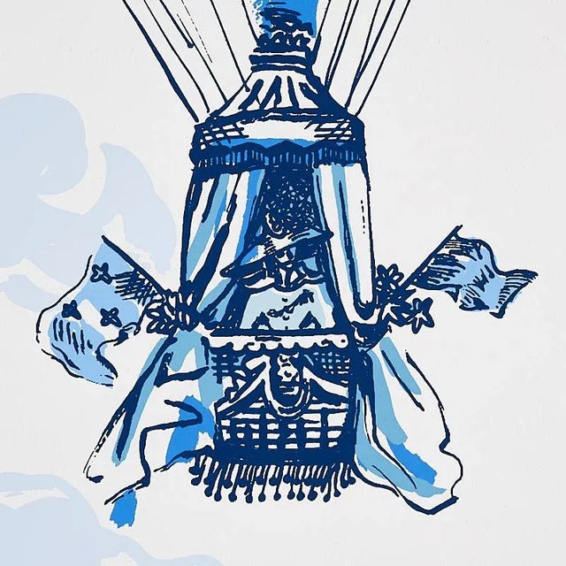 Contemporary Sample - Schumacher Balloons Wallpaper in Blue For Sale - Image 3 of 5