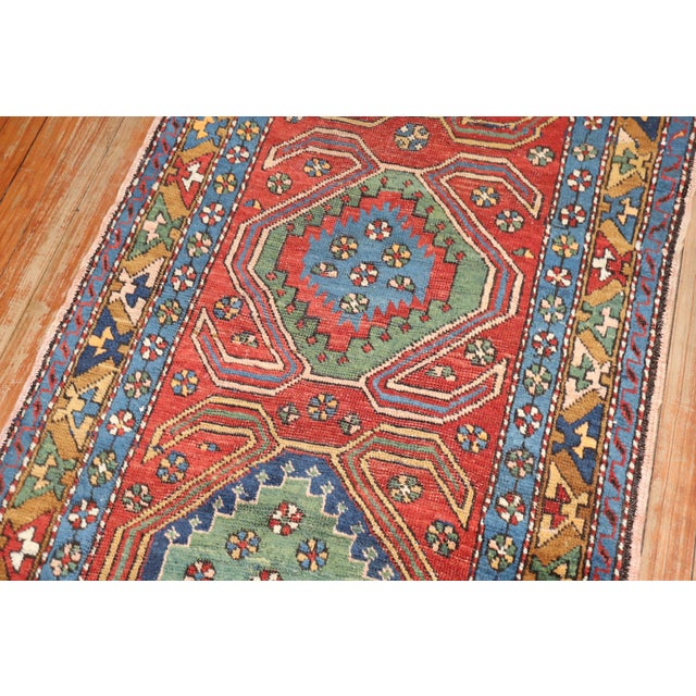 Red Antique Zabihi Collection Persian Heriz Runner For Sale - Image 8 of 10