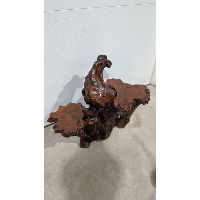 Carved Burl Wood Pedestal Plant Sculpture Stand / Coffee Table For Sale In South Bend - Image 6 of 7