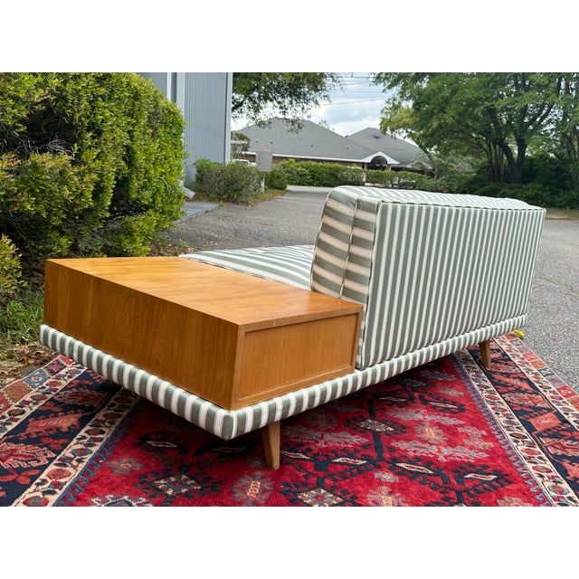 1950s Mid-Century Upholstered Chaise With Attached Table For Sale - Image 11 of 12