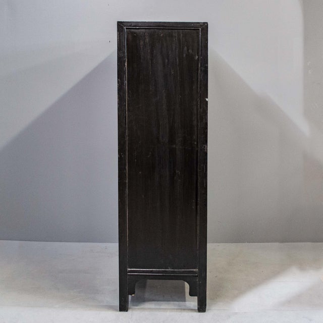 Wood Vintage Chinese Red & Black Lacquered 2 Door Cabinet For Sale - Image 7 of 8