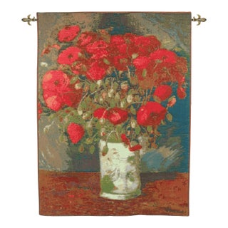 Van Gogh Poppies Loom Woven Tapestry - 65 X 50 Cm (2'2" X 1'8") - Requires Rod Size 1 For Sale