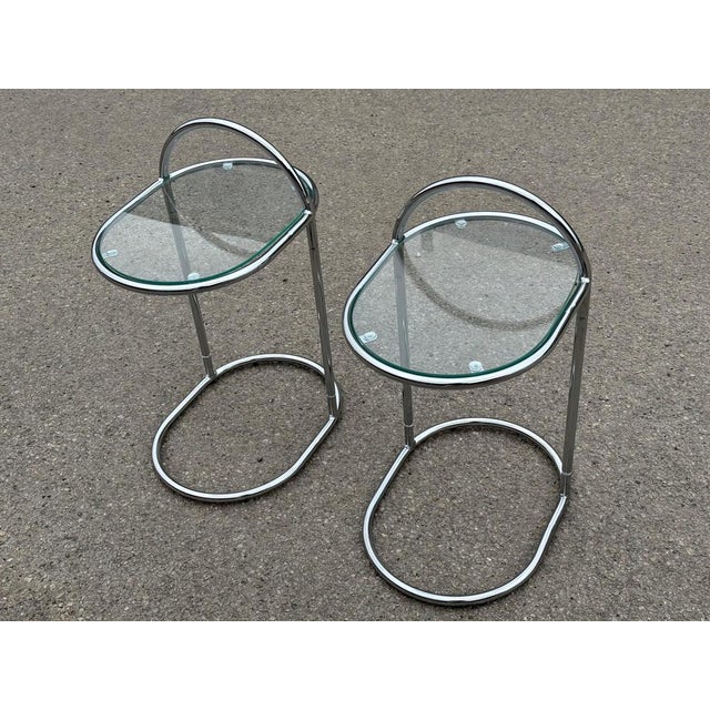 German Chrome and Glass Nightstands, 1981, Set of 2 For Sale - Image 3 of 9