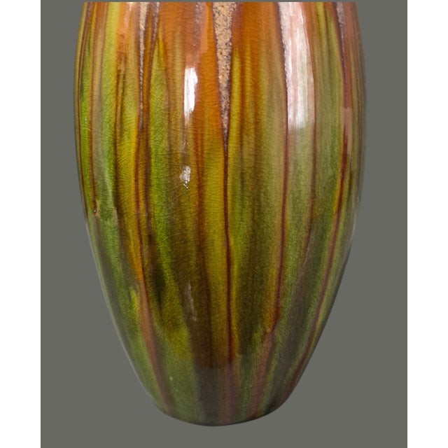 Mid-Century-Modern Earth Tone Glazed Pottery 16'' High Vase For Sale - Image 4 of 8