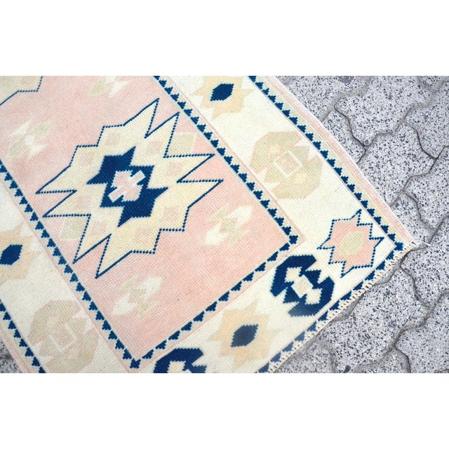 Textile Geometric Vintage Tribal Carpet For Sale - Image 7 of 11