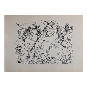 George Grosz, 1936 Lithograph Interregnum Street Riot Protest Small Edition Weimar Germany, 1936