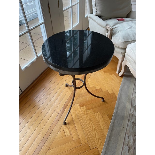 Antique French Maison Jansen Style Gueridon Black Marble Top Side Table For Sale In New York - Image 6 of 12