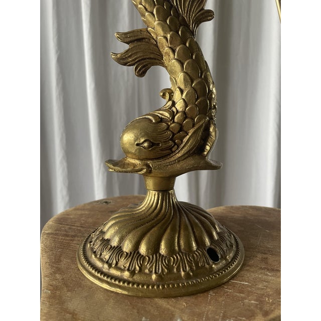 Louis XV Style Gilt Bronze Dolphin Lamp, 1950s For Sale - Image 10 of 15