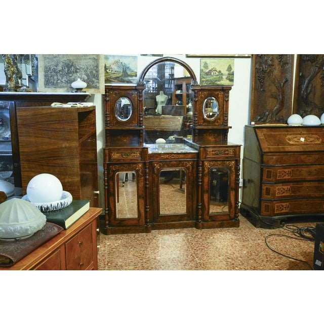 Servant Sideboard in Walnut Inlaid with France Mirror, 1850s For Sale - Image 14 of 18