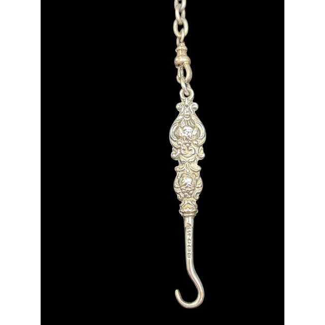 Victorian Jewelry Chatelaine With Five Notions/Accessories Hallmarked English Sterling For Sale - Image 13 of 16