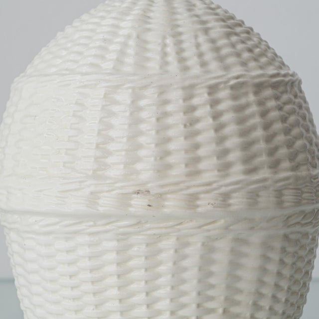 Vintage Spanish Ceramic Faux Wicker Table Lamps with New Jute Shades, 1970s, Set of 2 For Sale - Image 17 of 18