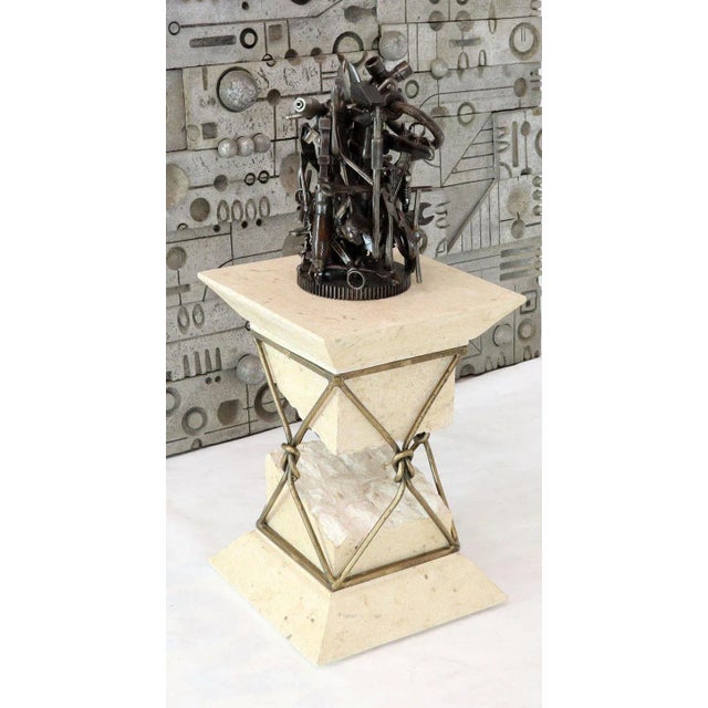 Modern sculpture of real and old welded together tools. In style of Feliciano Bejar.