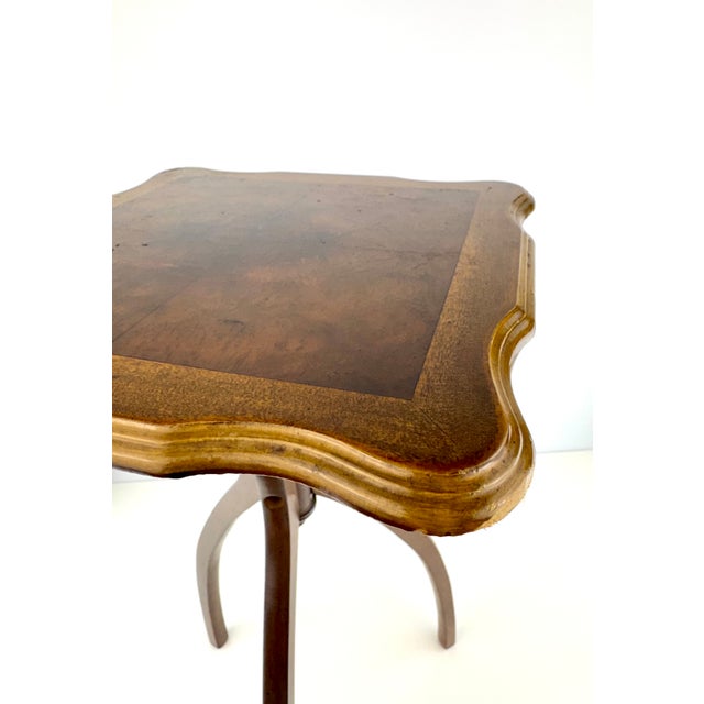 1970s Vintage r.a. Importing Co. Burl Wood Tripod Drinks Table For Sale - Image 5 of 13