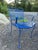 Vintage Wrought Iron Patio Set Painted Ford Blue, 3 Pieces For Sale - Image 10 of 18