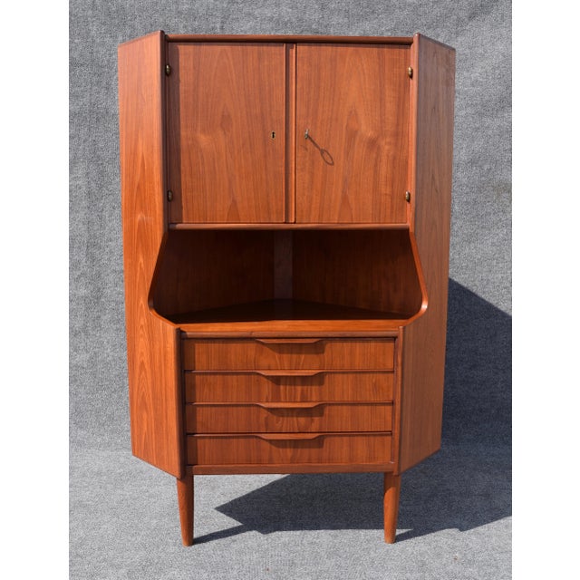 Vintage Danish Mid-Century Modern Teak Corner Cabinet ...