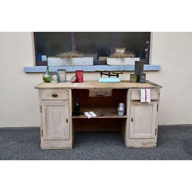 Wood Antique Double-Sided Wooden Trading Counter, France, 1940s For Sale - Image 7 of 18