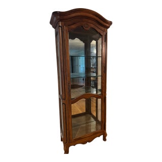 1990s Ethan Allen Country French Cherry Lighted Curio Cabinet, Made in Usa For Sale