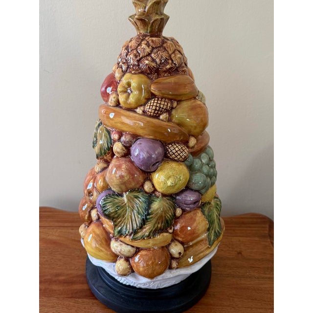 Mid 20th Century Italian Porcelain Fruit Topiary Table Lamp For Sale - Image 9 of 12