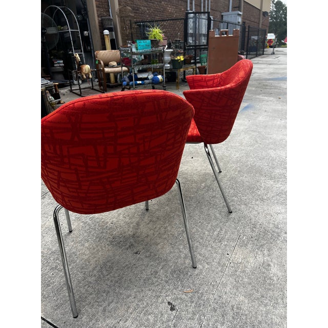 Up for consideration is a beautiful vintage pair of red abstract Coalesse Steelcase accents chairs. These would look...