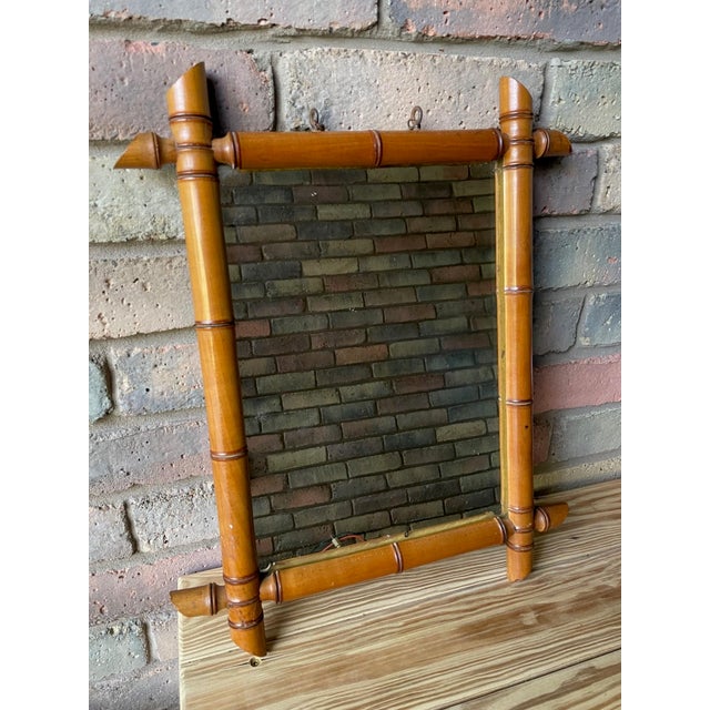 Early 1900s Antique French Faux Bamboo Wall Mirror For Sale - Image 9 of 16