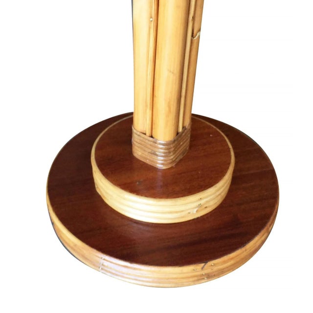 Restored Rattan & Mahogany Pole Floor Lamp For Sale In Los Angeles - Image 6 of 8