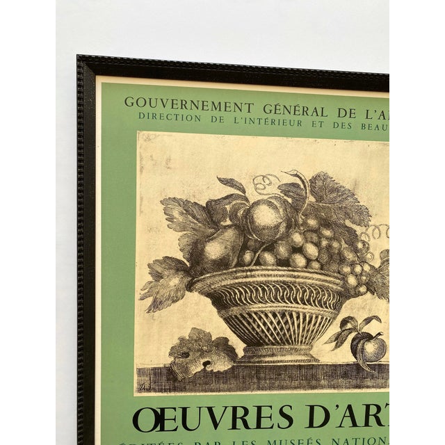Various Artists Demetrios Galanis Vintage 1956 Neoclassical Mourlot Lithograph Print Framed Art Deco Algiers Exhibition Poster " Basket of Fruit " 1924 For Sale - Image 4 of 18