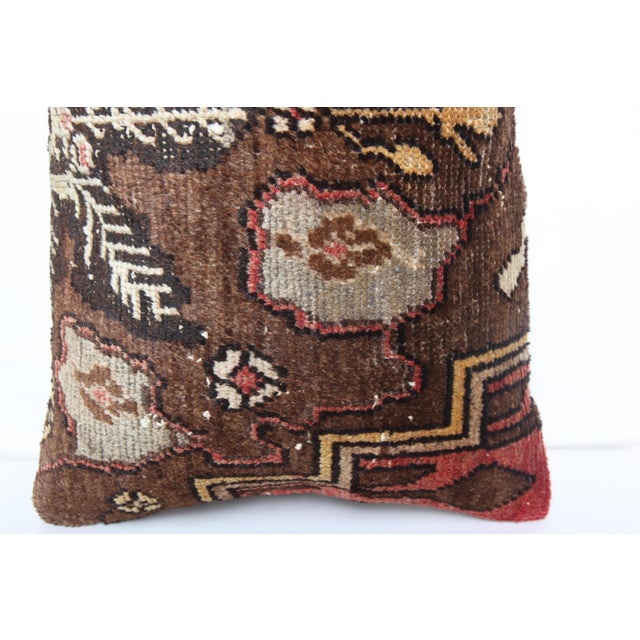 Mid 20th Century Vintage Kilim Pillow Cover – Tribal Motifs, Double-Knotted, 16x24 Inches For Sale - Image 5 of 9