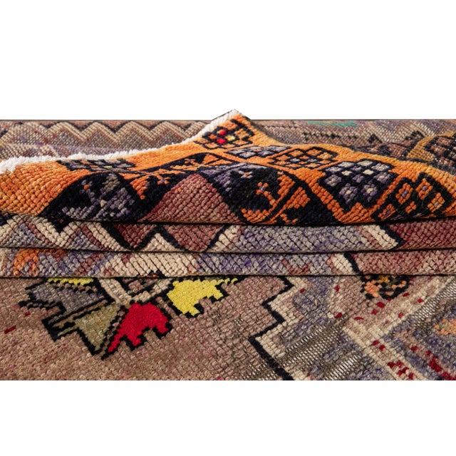 1960s Vintage Azeri Handmade Tribal Multicolor Wool Runner For Sale In New York - Image 6 of 10