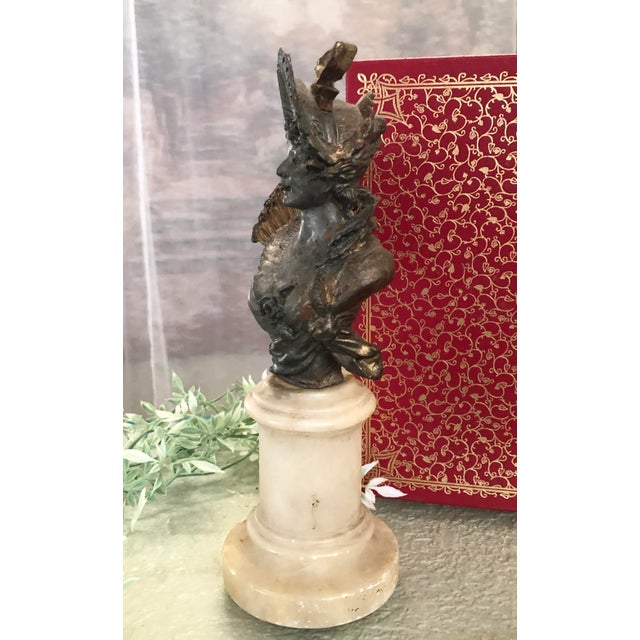 Antique Spelter Bust on Alabaster Art Nouveau Victorian Woman For Sale In Phoenix - Image 6 of 11