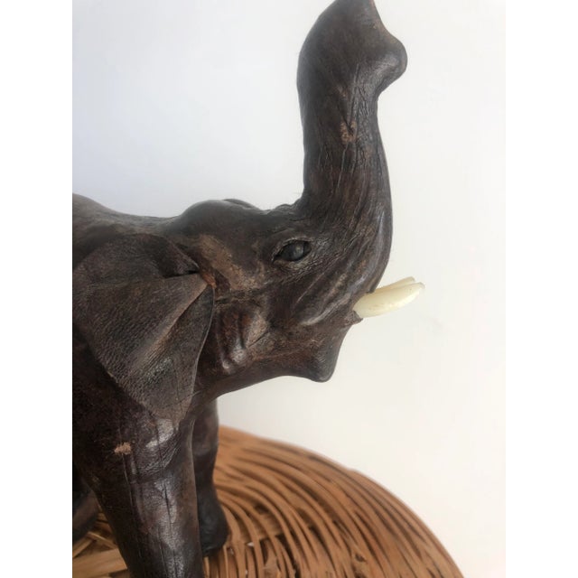 Animal Skin Vintage Mid Century Leather Wrapped Elephant Figure For Sale - Image 7 of 12