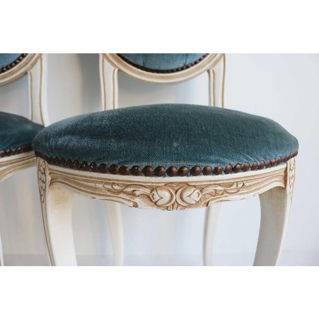 Wood Wooden Chairs in Blue Velvet, Italy, 1960, Set of 12 For Sale - Image 7 of 13