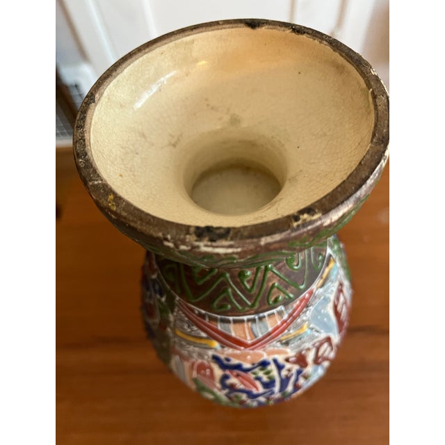 1920s Antique 1920s Satsuma Moriage Earthenware Vase For Sale - Image 5 of 12