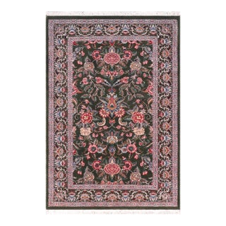 Elegant Floral 1990's Pak-Persian Green/Pink Wool Rug - 2'6'' X 4'3'' For Sale