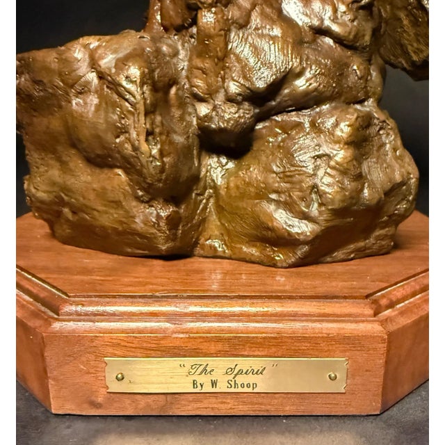 Brown 1980s Bronze Sculpture "The Spirit (Eagle Catcher)" By Wally Shoop For Sale - Image 8 of 9