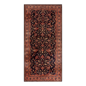 Beautiful Navy Blue and Red Color With Unique Florid Design Antique Sarouk Rug