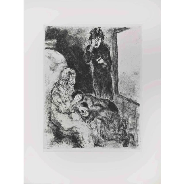 Marc Chagall, Jacob Blessing Joseph's Children, Etching, 1956 For Sale