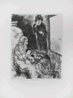 Marc Chagall, Jacob Blessing Joseph's Children, Etching, 1956