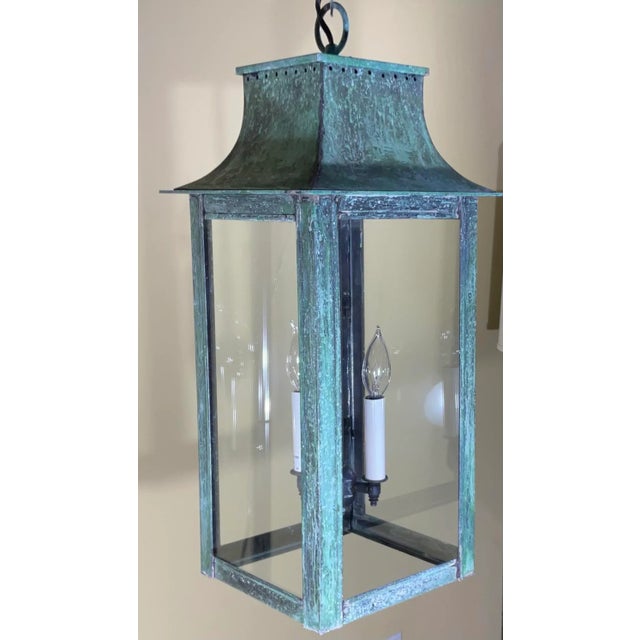 4-Sides Hanging Copper Lantern For Sale - Image 9 of 11