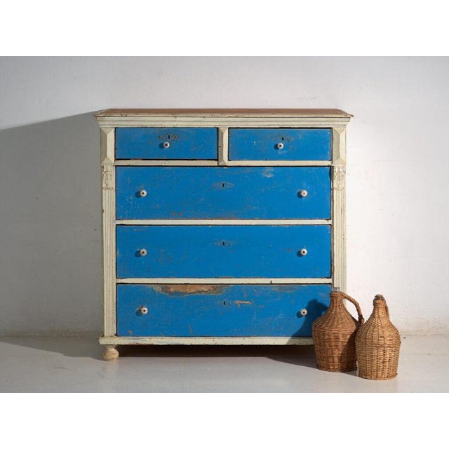 Antique Painted Chest of Drawers in Pine, Central Europe, 1890 For Sale - Image 13 of 16